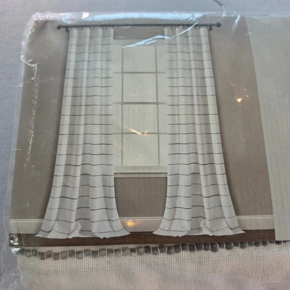 Lush Decor Ombre Stripe Grey White Curtain Panel Pair 40x84 Set of 2 New